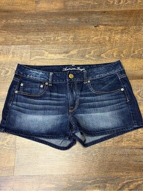 2013 American Eagle Low Rise Micro Mini Denim Jean Shorts Womens 14 Stretch Y2K